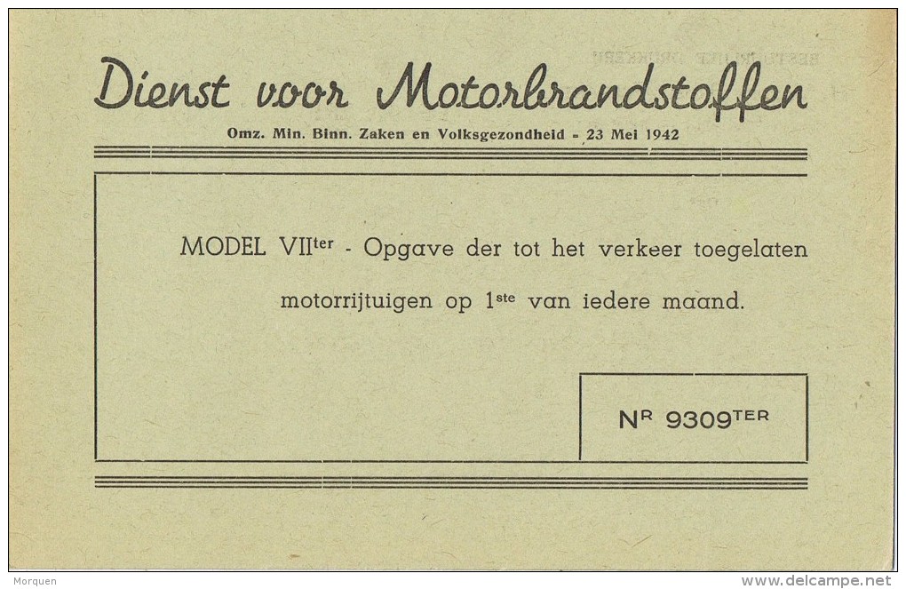 15583. Tarjeta Privada Preobliterado  BRUGGE (Belgien) 1942. Roulotte. Druckwerk Motor - Typos 1929-37 (Heraldischer Löwe)