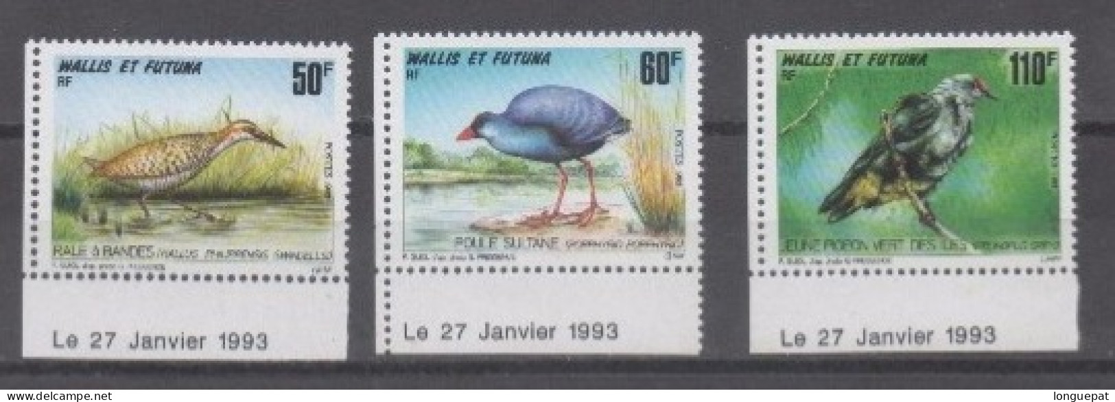 WALLIS Et FUTUNA  :Faune -  Oiseaux Indigénes : Râle à Bandes,Poule Sultane, Jeune Pigeon Vert Des îles - - Ungebraucht