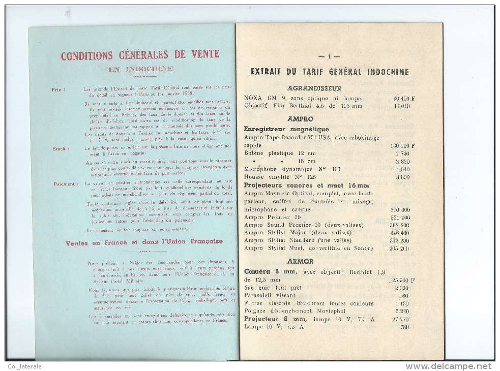 MORIN Indochine Saigon Prix Catalogue Photo-Ciné 1955 25 Pages 205 X 135 Mm Bien + Carte De Visite De Suresnes - Photographie