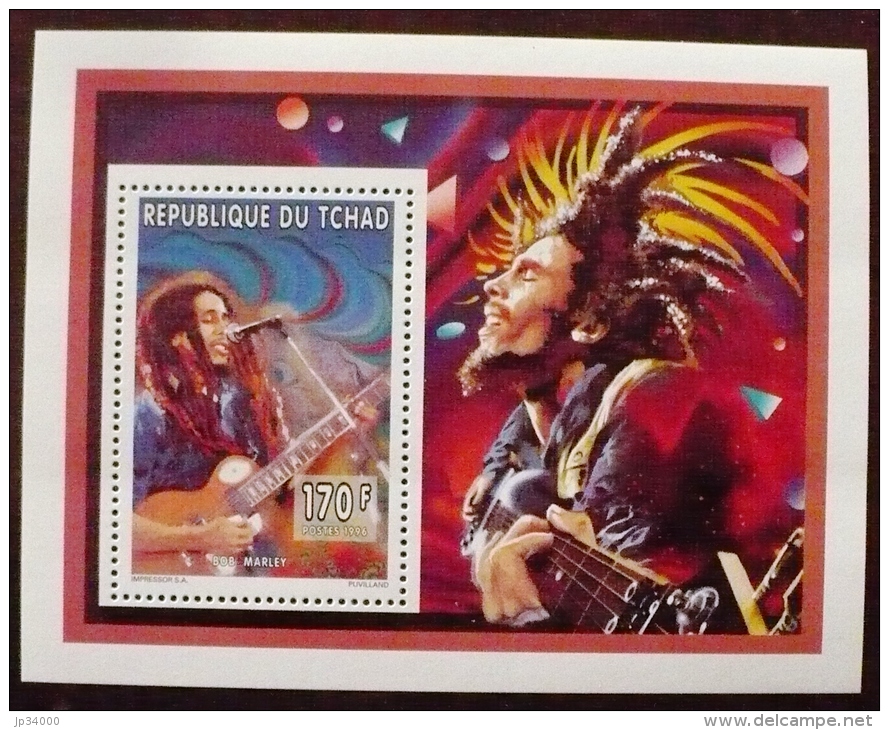 TCHAD Bob MARLEY,  Musique. BF De Luxe Du N° Yvert 576. Emis En 1996. ** MNH - Cantantes