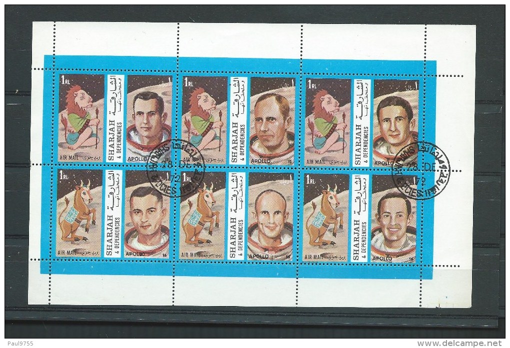 SHARJAH (ARABIE DU SUD-EST  2 FEUILLETS  APOLLO 28-DECEMBRE 1972 0/USED - Autres - Asie