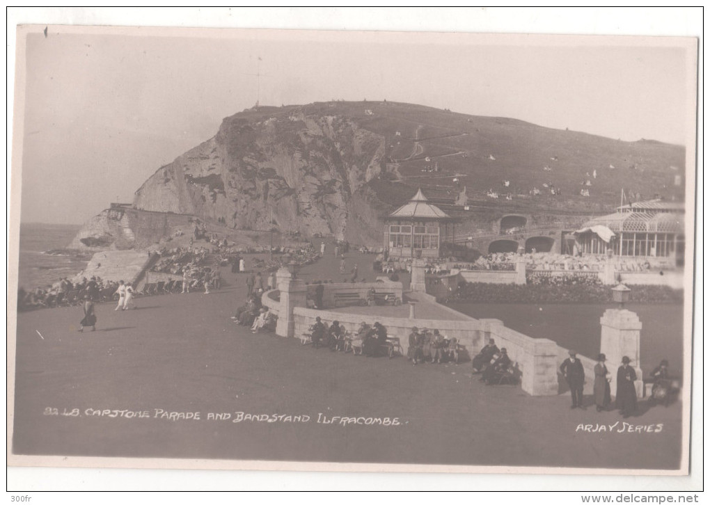 PC Great Britain CAPSTONE PARADE AND BANDSTAND ILFRACOMBE ARJAY SERIES Vintage Men Promenade - Ilfracombe