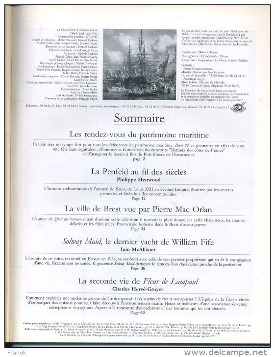 ChM N° 65- CHASSE-MAREE N° 65 - Dossiers : "Fête Du Patrimoine Maritime : BREST 92" - SOMMAIRE SCAN 2 - Sonstige & Ohne Zuordnung