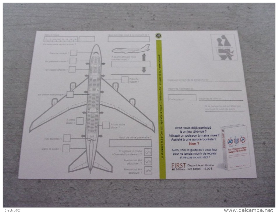 Carte Publicitaire Relations Humaines, Toilettes Occupées, Avion, 101 Choses à Faire Avant De Mourir - Andere & Zonder Classificatie