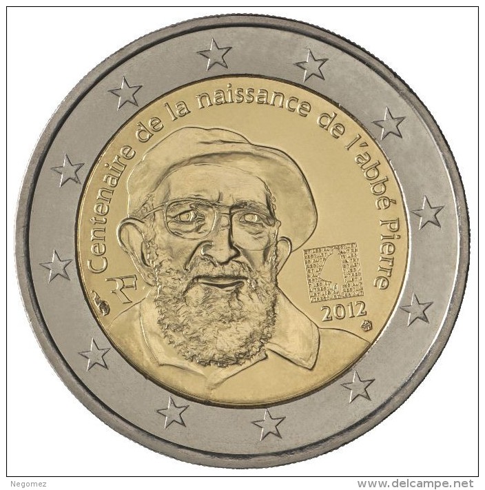 Pièce De 2&euro; Commémorative France 2012 : Naissance De L'Abbé Pierre - Francia