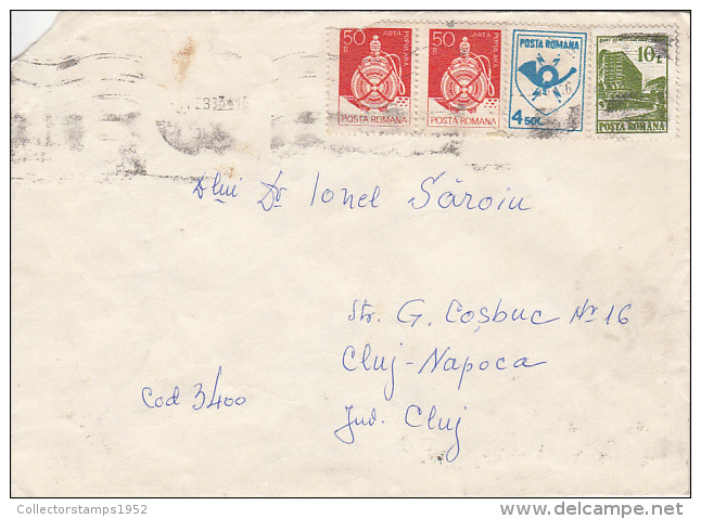 31522- FLASK, POST HORN, HOTEL, STAMPS ON COVER, 1993, ROMANIA - Lettres & Documents