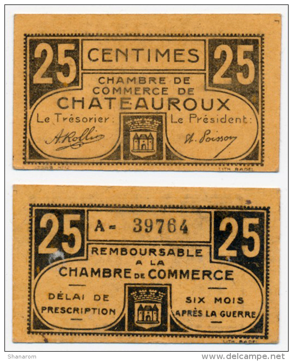 1914-1918 // C.D.C. // CHATEAUROUX // 25 Centimes - Chamber Of Commerce