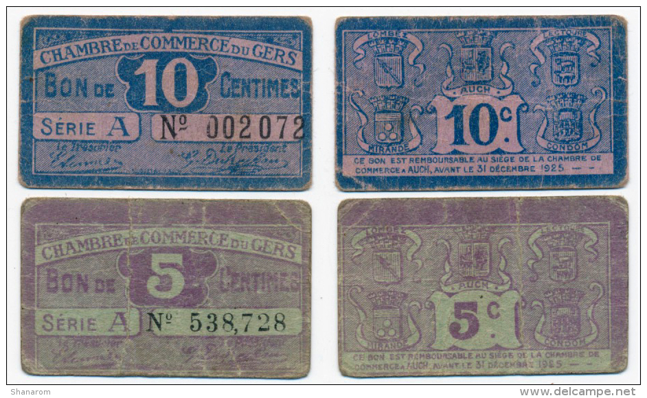 1914-1918 // C.D.C. //  GERS // 5 &amp; 10 Centimes - Chamber Of Commerce