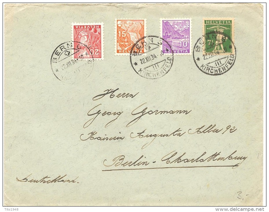 Schweiz, Brief Bern 22. 12. 1934 Misch- Und Buntfrankatur, Nach Berlin Charlottenburg Siehe Scan! - Lettres & Documents