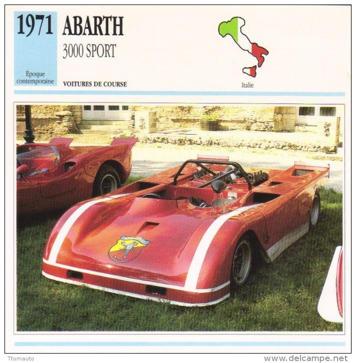 Abarth 3000 Sport (Course)  -  1971   -  Fiche Technique Automobile (Italie) - Voitures