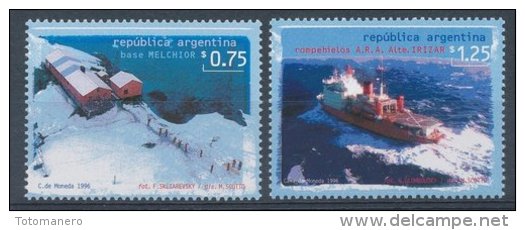 ARGENTINA 1996 Antartida Argentina - Base Melchior And Icebreaker Irizar, Set Of 2v** - Bases Antarctiques