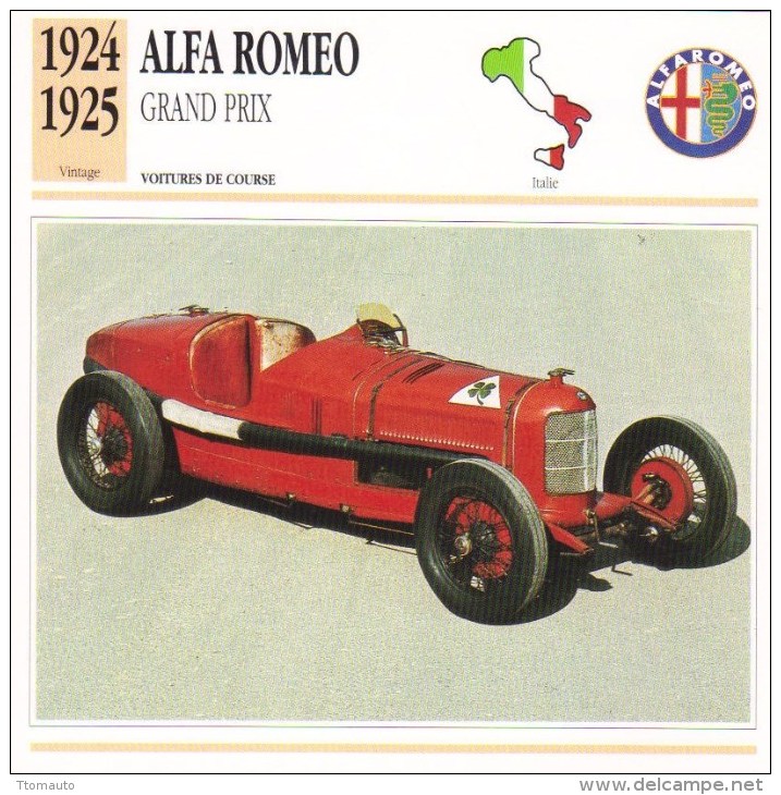 Alfa Romeo P2 Grand Prix (Course)  -  1924   -  Fiche Technique Automobile (Italie) - Voitures