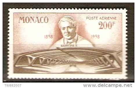 MONACO   -   Poste Aérienne  -   1958.  Y&T N° 70 *.  Saint Pie  X. - Poste Aérienne