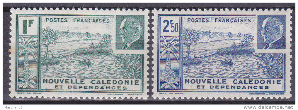 Colonies Francaises Nouvelle Calédonie N° 193/194 Rade De Nouméa Et éffigie Du Maréchal Pétain 1941 Neuf * Charnière - Ungebraucht