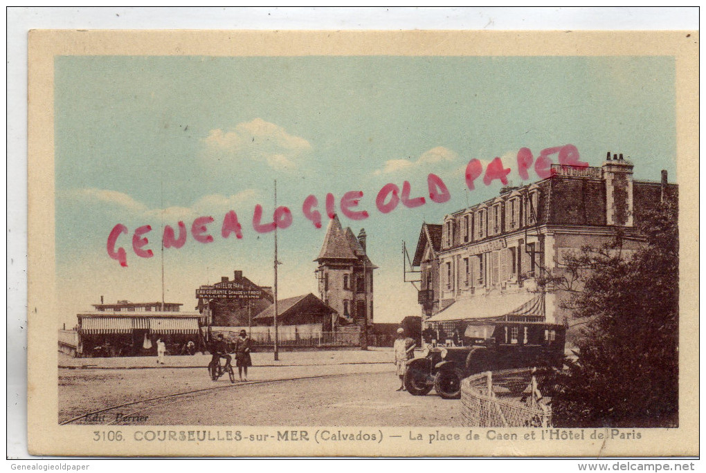 14 - COURSEULLES SUR MER - LA PLACE DE CAEN ET L' HOTEL DE PARIS - Courseulles-sur-Mer