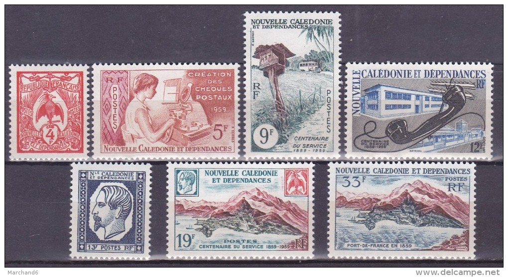 Colonies Francaises Nouvelle Calédonie N° 295/301 Centenaire De La Poste Et Du Timbre Néo Calédoniens 1960 Neuf ** - Neufs