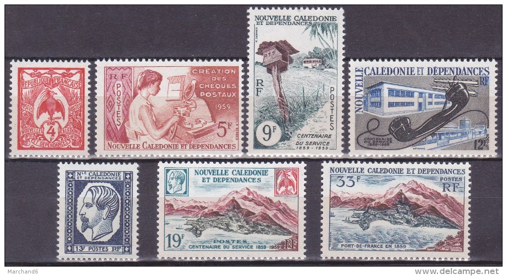 Colonies Francaises Nouvelle Calédonie N° 295/301 Centenaire De La Poste Et Du Timbre Néo Calédoniens 1960 Neuf ** - Neufs