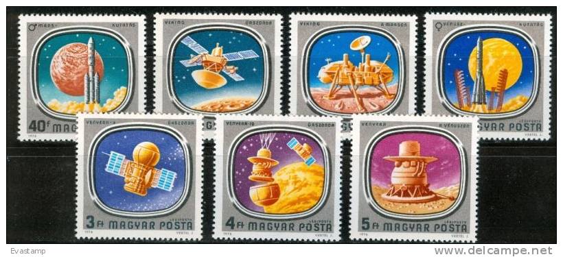 HUNGARY - 1976.US-USSR Space Missions Cpl.Set MNH! Mi:3148-3154 - Unused Stamps