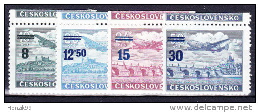 Tchécoslovaquie 1949 Mi 590-3 (Yv PA 32-35) Avec Vignettes En Haut, (MNH)** - Luchtpost