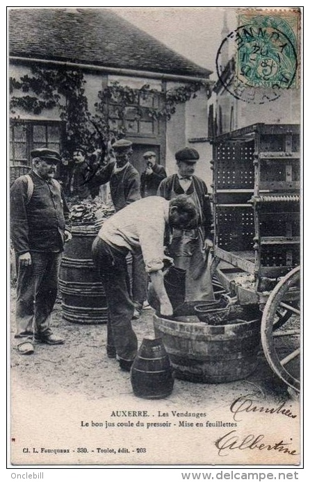 Auxerre Yonne Vendanges Pressoir Gros Plan Grosse Animation 1904 TOP +++ TB état - Auxerre