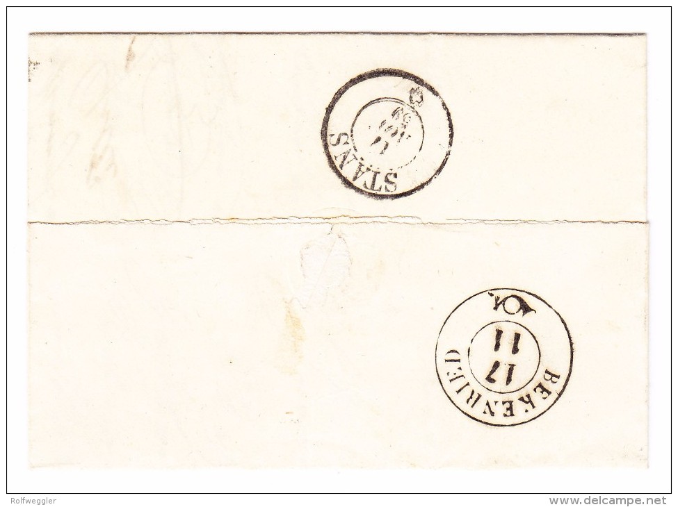 Heimat NW Beckenried + Stanz 17.11.1859 Transit Und AK-Stempel Auf Brief Aus Luzern - Lettres & Documents