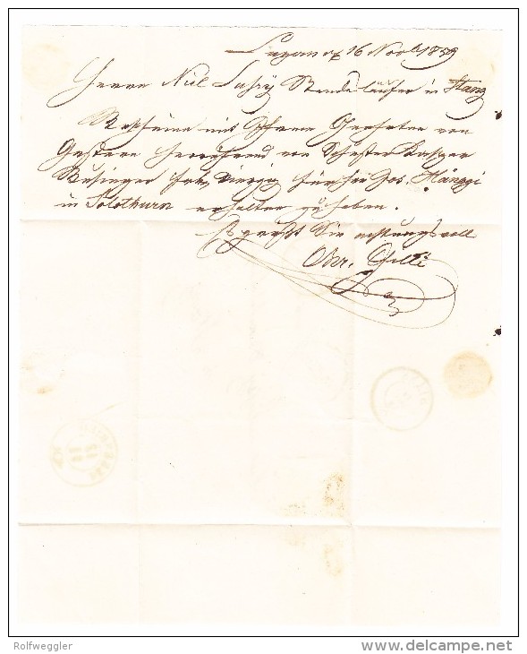 Heimat NW Beckenried + Stanz 17.11.1859 Transit Und AK-Stempel Auf Brief Aus Luzern - Lettres & Documents