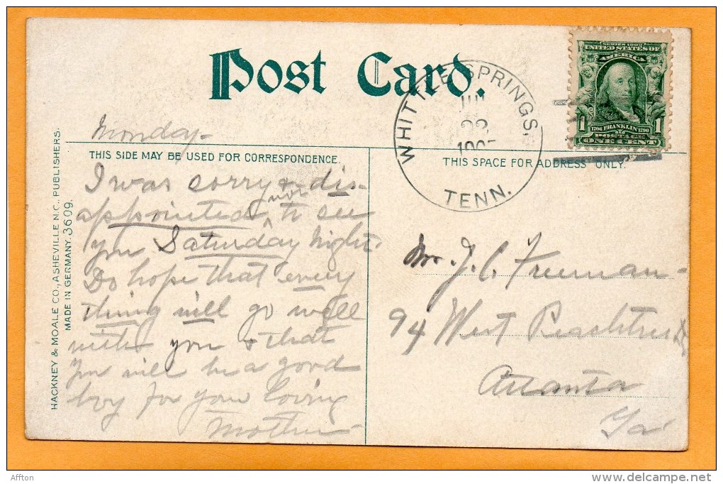 Asheville NC 1907 Postcard - Asheville