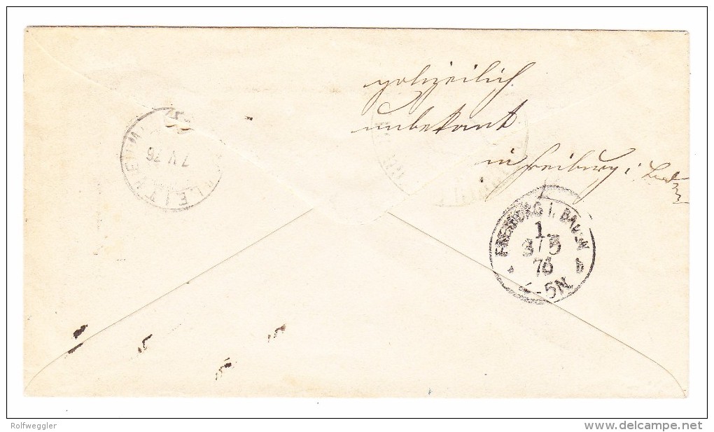 Heimat SH Schleitheim 03.05.1876 Auf Taxiertem Brief Nach Freiburg D - Marcophilie