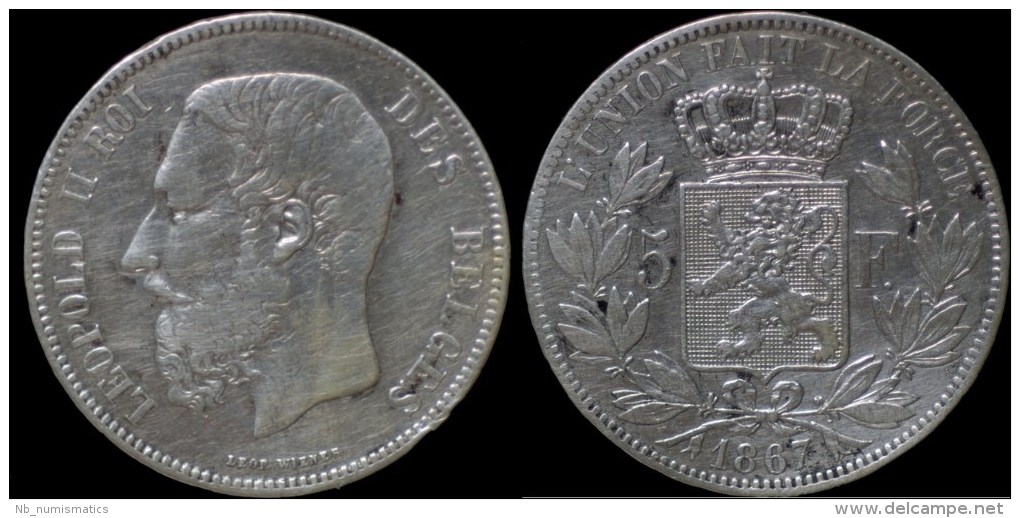 Belgium Leopold II 5 Frank 1867 Punt - 5 Frank