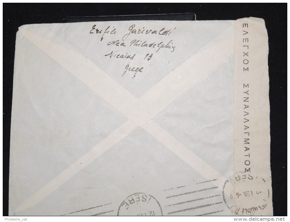 GRECE - Enveloppe Pour La France  En 1939 Par Avion ( étiquette ) Et Controle Postal - A Voir - Lot P12433 - Lettres & Documents
