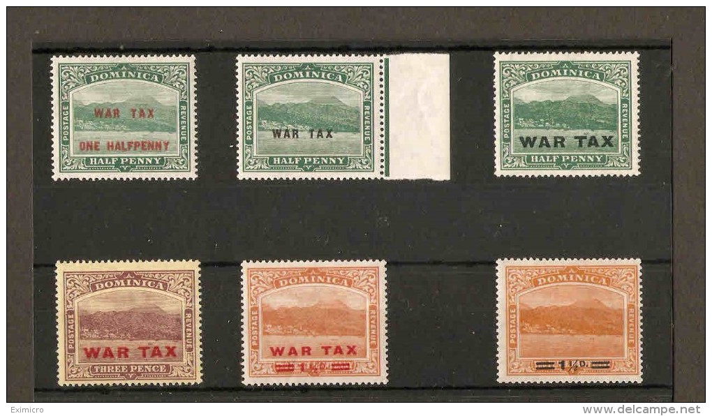 DOMINICA 1916 - 1920 WAR TAX  LOT UNMOUNTED/MOUNTED MINT Cat £24+ - Dominica (...-1978)