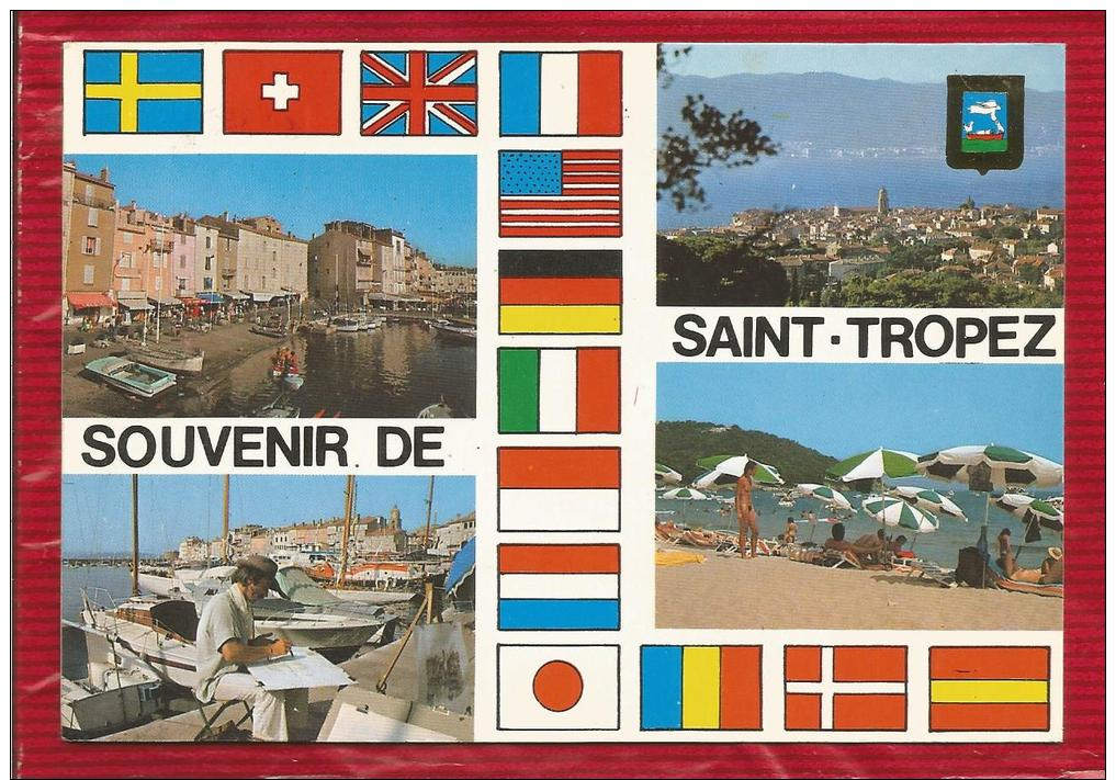 Souvenir De  SAINT TROPEZ  - Dépt 83  -  Multivues - Blason - CPSM - - Saint-Tropez