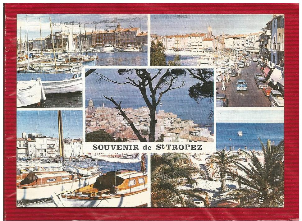 SOUVENIR DE SAINT TROPEZ  - Dépt 83  -  Multivues - CPSM - Effet Toilé - Saint-Tropez