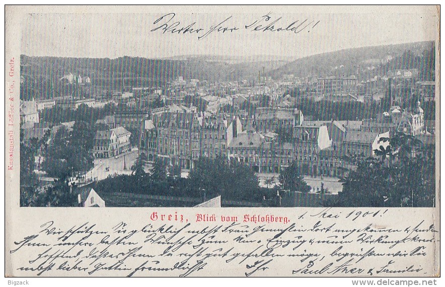 AK Greiz Blick Vom Schloßberg S/w Gelaufen 2.5.01 - Greiz