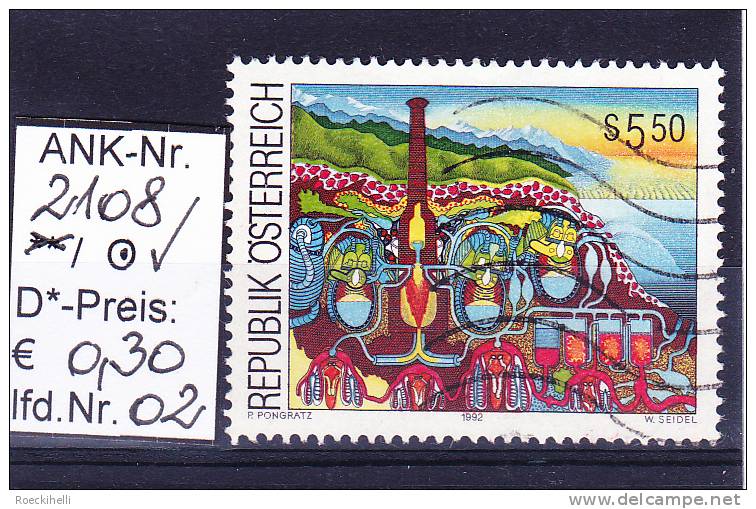 9.10.1992 -  SM  "Moderne Kunst In Österreich - Peter Pongratz"  -  O  Gestempelt  -  Siehe Scan  (2108o 01-04) - Used Stamps