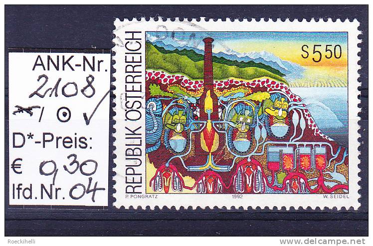 9.10.1992 -  SM  "Moderne Kunst In Österreich - Peter Pongratz"  -  O  Gestempelt  -  Siehe Scan  (2108o 01-04) - Used Stamps