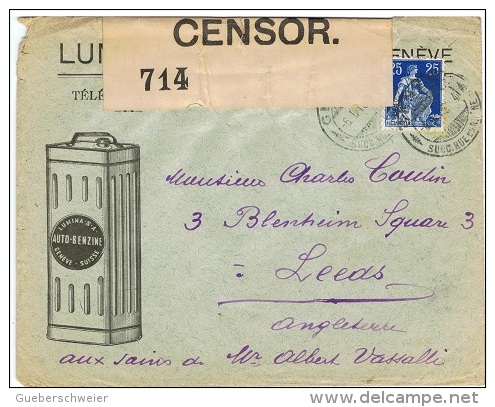 AUT-L4 - SUISSE Lettre Commerciale Censurée Illustrée Avec Bidon D'essence 1916 - Pétrole