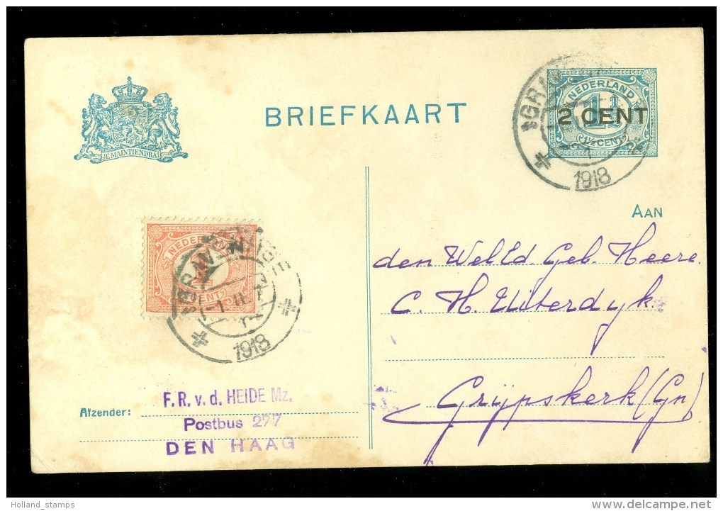 HANDGESCHREVEN BRIEFKAART Uit 1918 * Van DEN HAAG Naar GRIJPSKERK (10.010e) - Brieven En Documenten