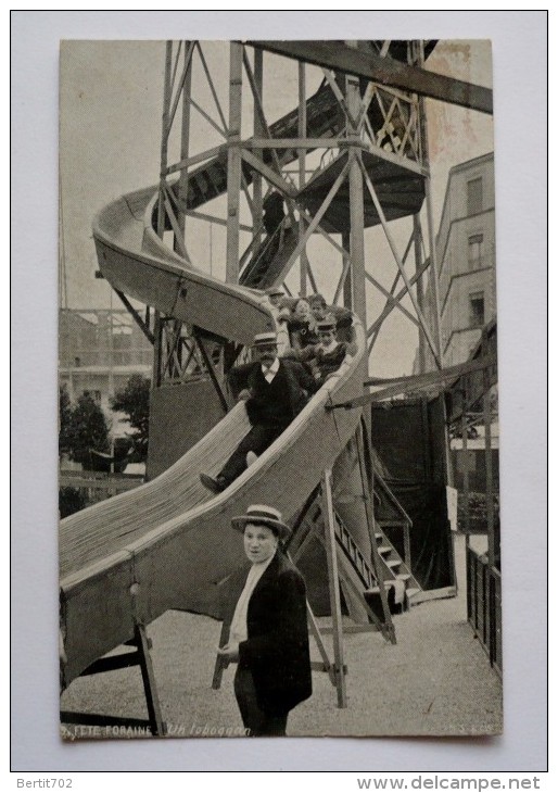 FETE FORAINE - UN TOBOGGAN - Publicité AU NEGRE GOURMAND - Cafés -chocolats - Venters