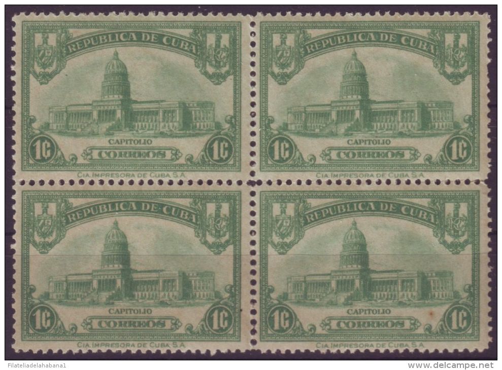 1929-26 CUBA. REPUBLICA. 1929. Ed.234. 1c. CAPITOLIO NACIONAL. NATIONAL CAPITOL.  MNH BLOCK 4 - Oblitérés