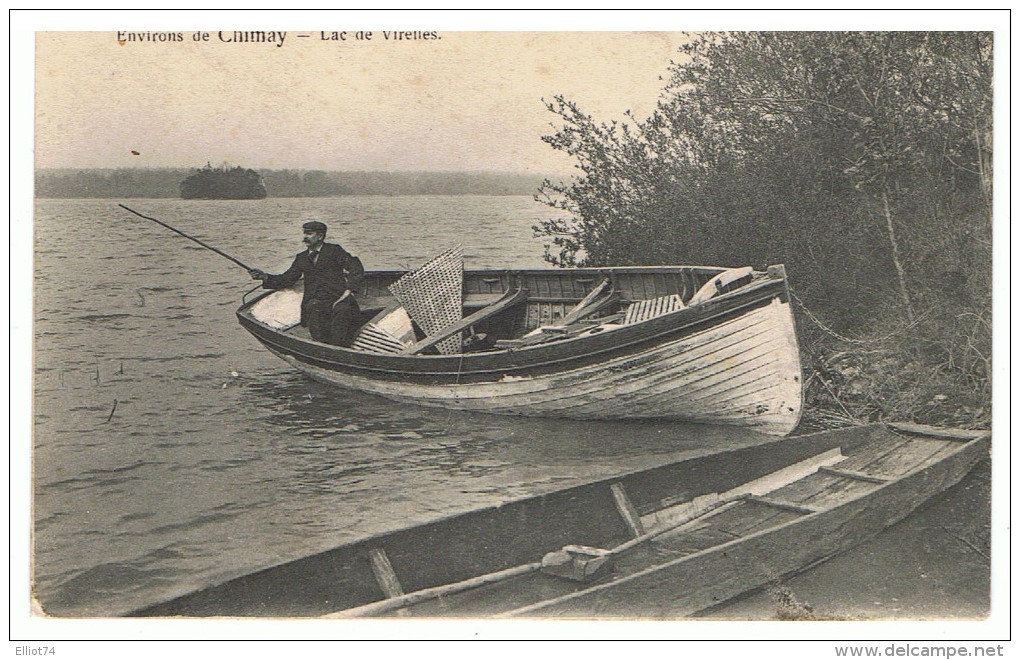 Environs De CHIMAY - Lac De VIRELLES - Barque Avec Pêcheur - (Au Verso Publicité Théo DE GRAEVE Fabricant De Cartes Post - Chimay