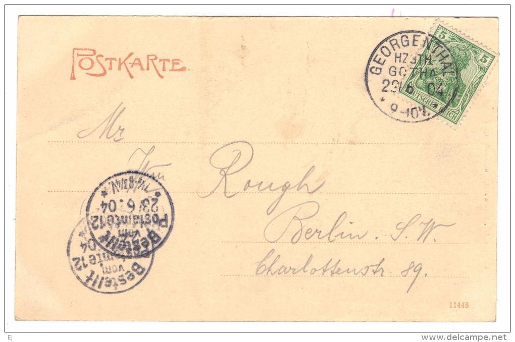 Der Thorstein Im Lauchagrund - Verlag C. Gg. Krautwurst - Postmark 1904 - Tabarz