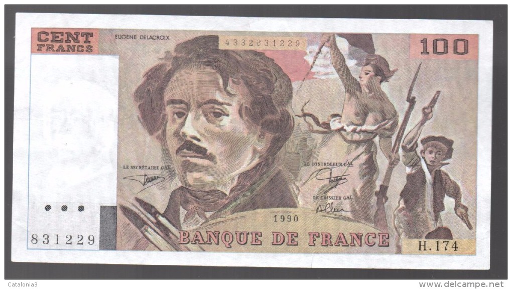 FRANCIA - FRANCE = 100 Francs 1990  P-154 - 100 F 1978-1995 ''Delacroix''