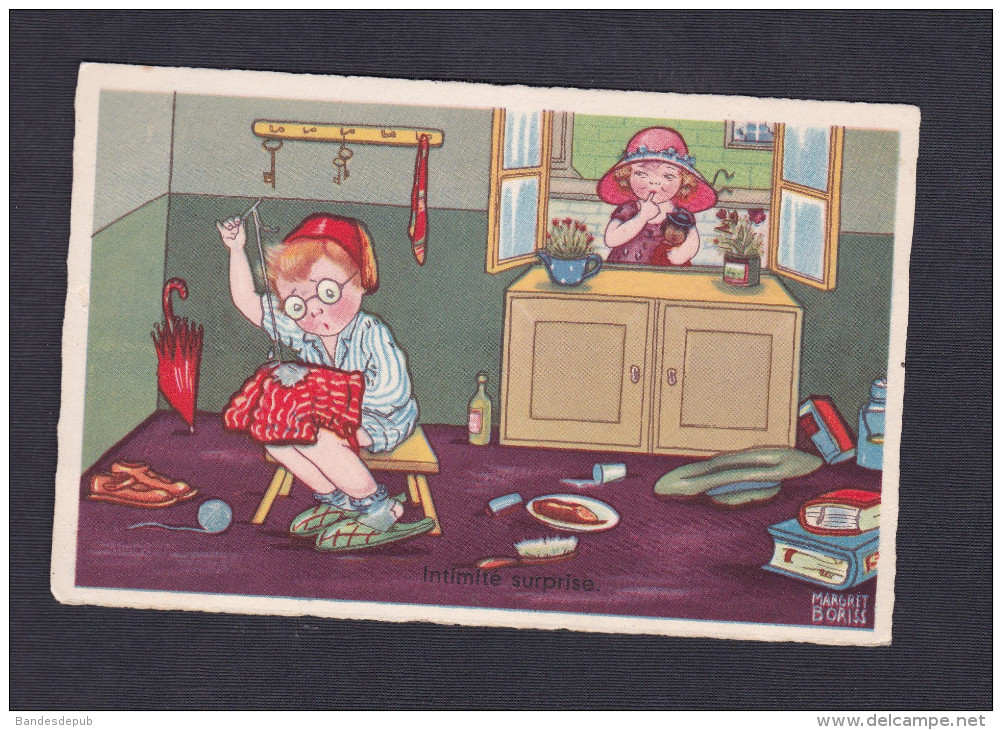 Illustrateur Margret Boriss - Intimite Surprise ( Enfant Raccommodage Culotte Desordre Clef Curiosité Amag 0332) - Boriss, Margret