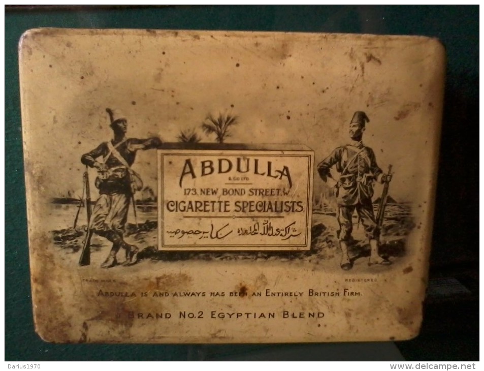 Scatole - Pubblicitarie In Latta - " ABDULLA" 100 Cigarettes Egyptian Blend  N°2 -Cm. 14x11x04- D´epoca. - Scatole