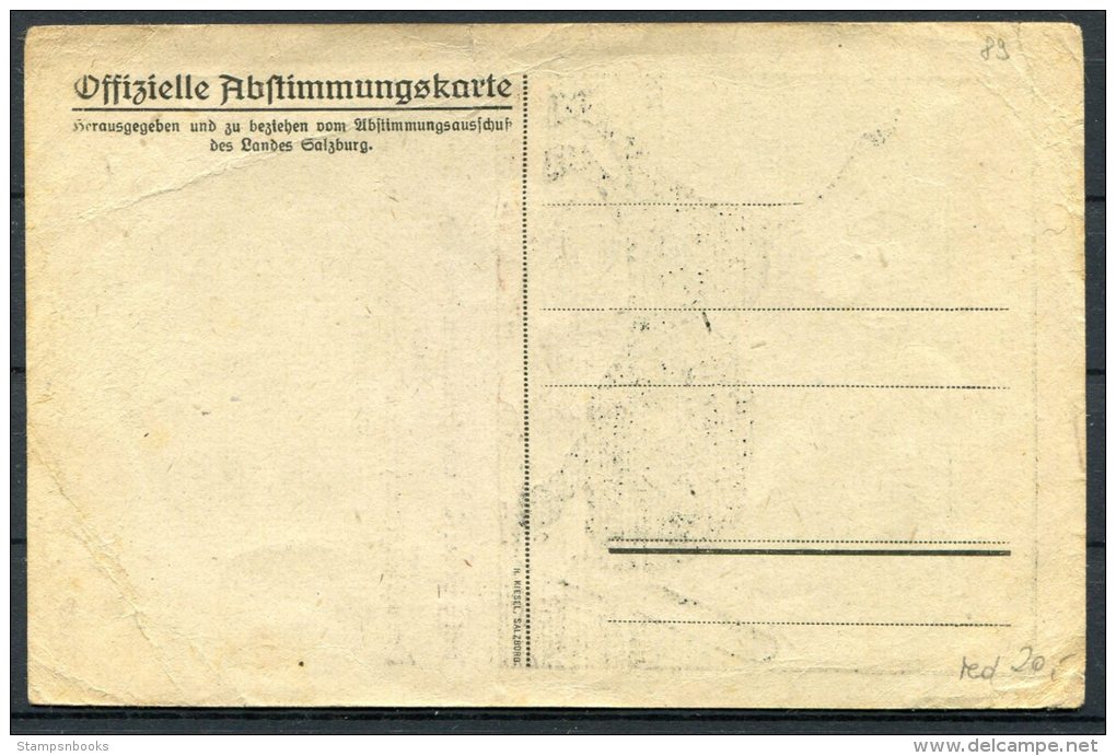 1921 Austria Germany Saltzburg Offizielle Absstimmungskarte Postcard - Events