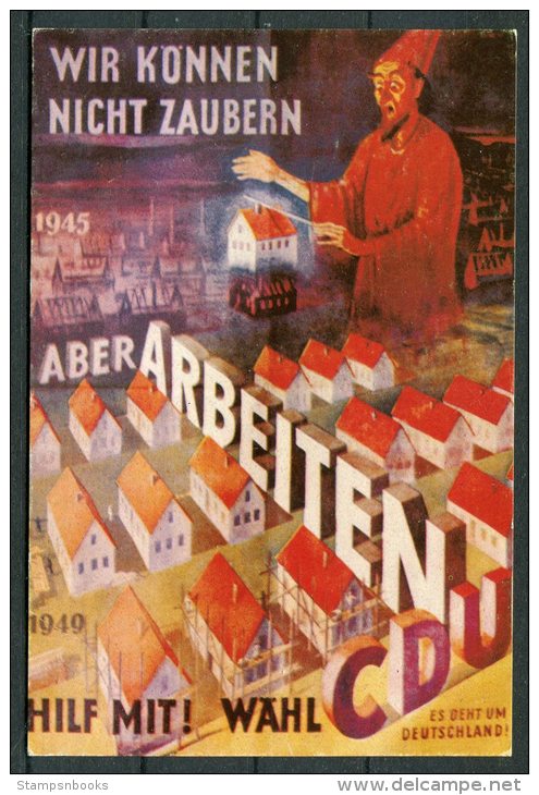 Germany RCDS Plakatserie Bundestagswahl 1949 CDU Archiv Bonn Arbeiten Postcard - Satirical