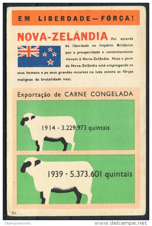 Nova Zelandia Em Liberdada Forca Carne Congelada Sheep Argentina Brutalidade Nazi New Zealand Postcard - Satirical