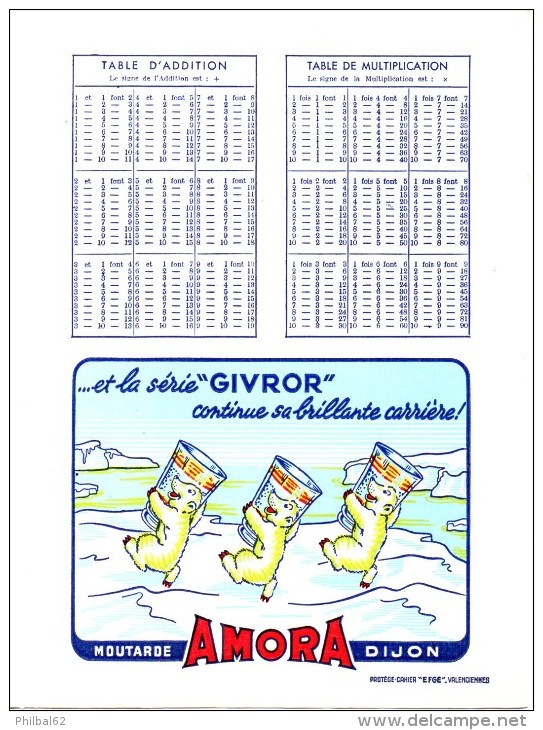 Protège-cahier Amora. Verso, Tables Addition Et Multiplication. - Protège-cahiers