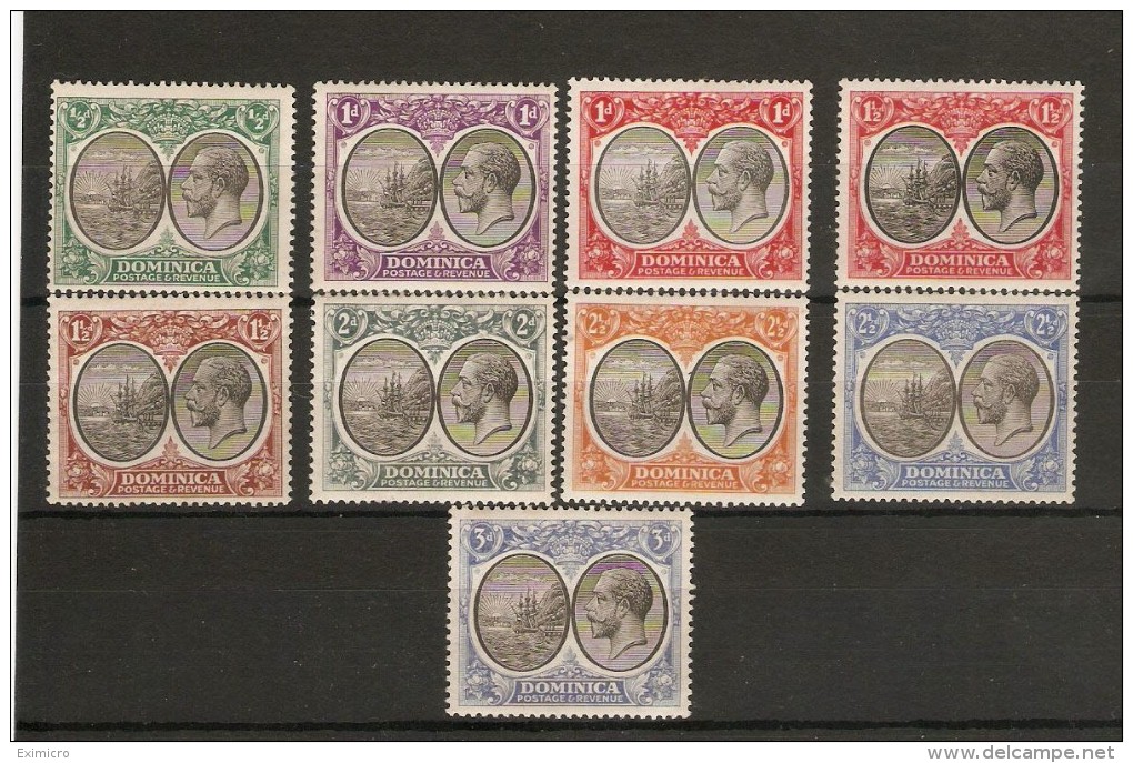 DOMINICA 1923 - 1933 SET TO 3d SG 71/79 MOUNTED MINT Cat £66+ - Dominica (...-1978)